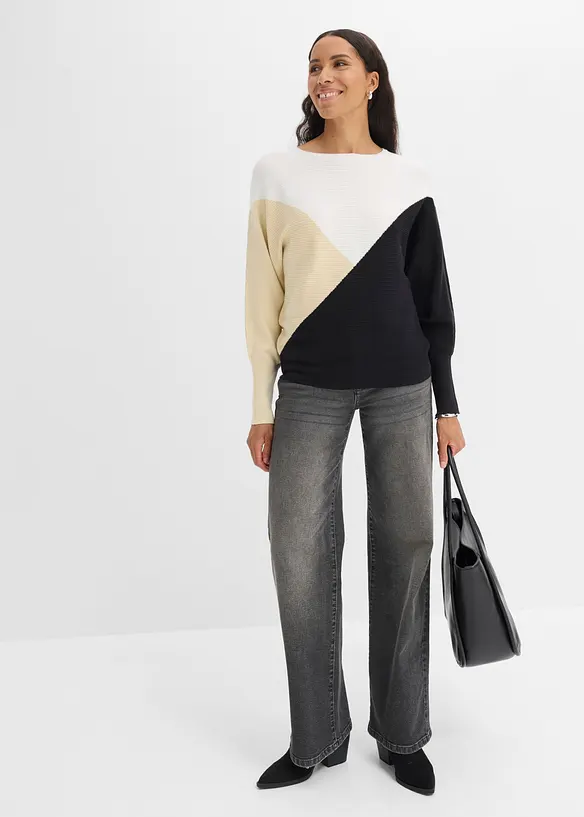 Maglione in filato fine con maniche a pipistrello, bonprix