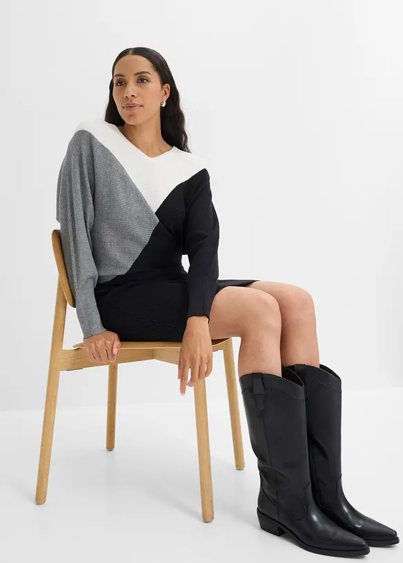Abito in maglia con maniche a pipistrello, bonprix