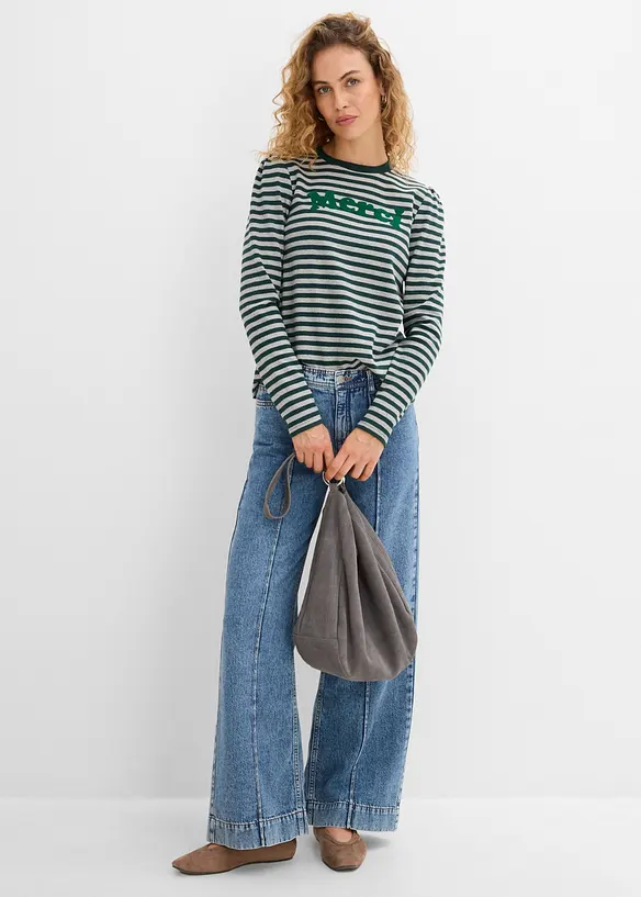 Maglia a maniche lunghe in misto cotone pesante, bonprix