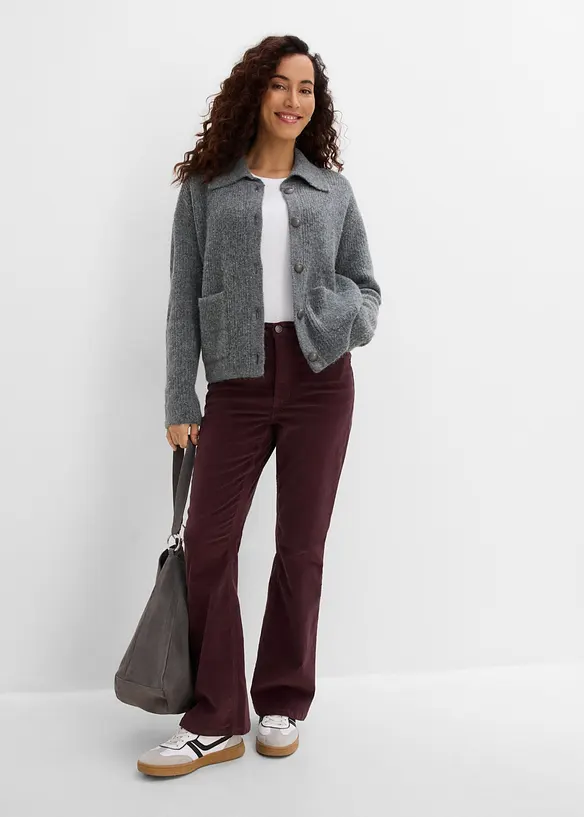 Pantaloni bootcut in velluto a coste di misto cotone, bonprix