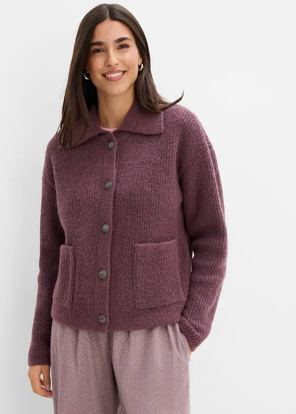 Cardigan in morbida maglia a coste, bonprix