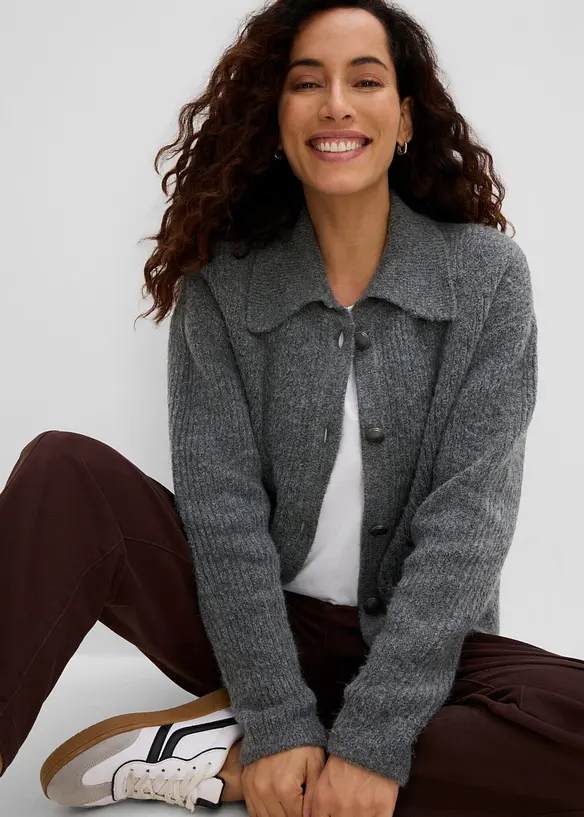 Cardigan in morbida maglia a coste, bonprix