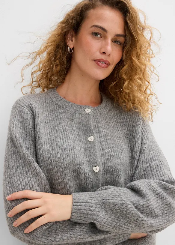 Cardigan con bottoni a forma di cuore, bonprix
