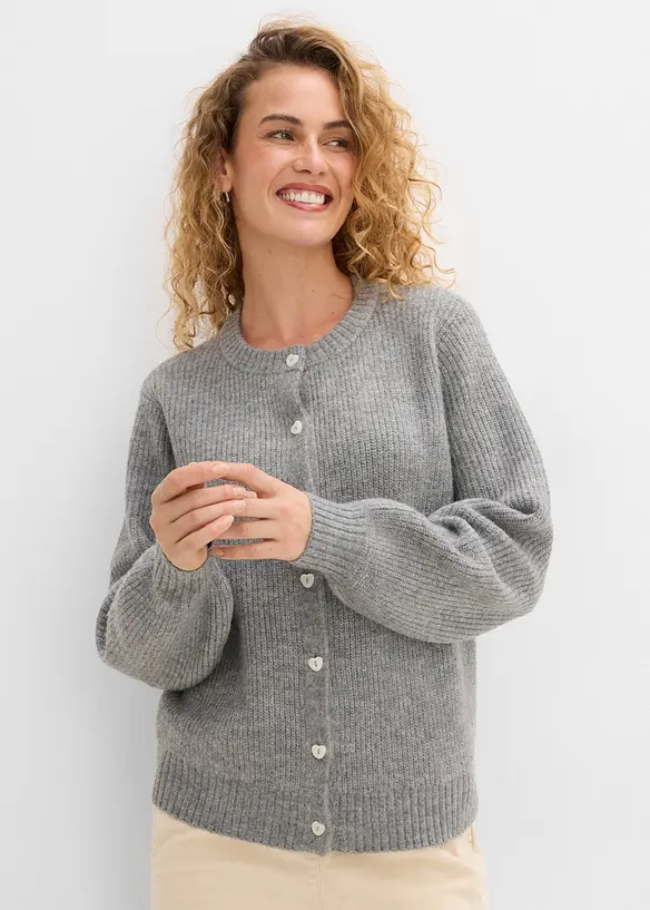 Cardigan con bottoni a forma di cuore, bonprix