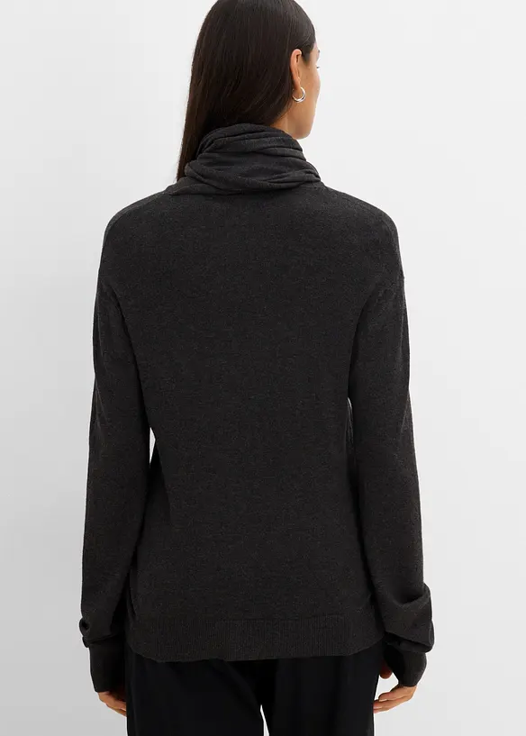 Cardigan in maglia fine con sciarpina, bonprix