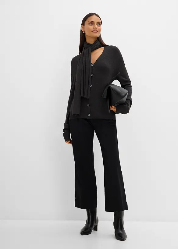 Cardigan in maglia fine con sciarpina, bonprix