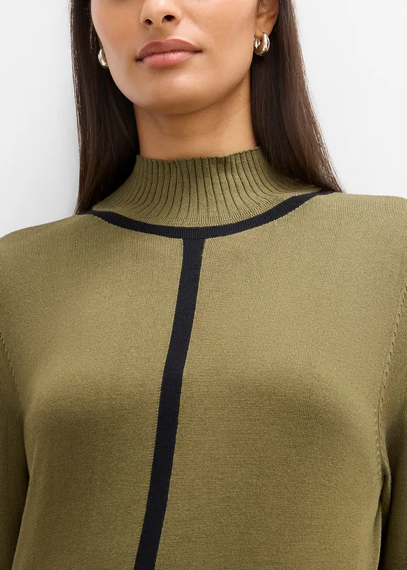 Abito in maglia di misto viscosa con dettagli a contrasto, bonprix