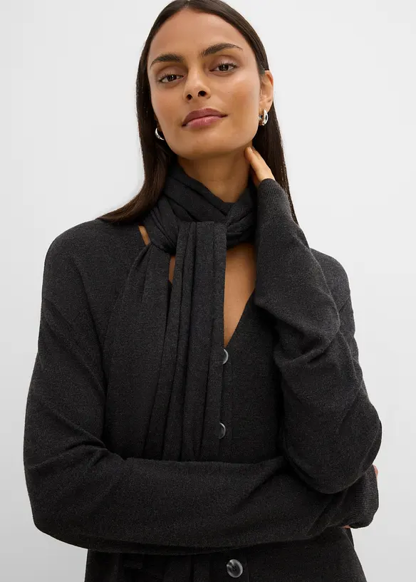 Cardigan in maglia fine con sciarpina, bonprix
