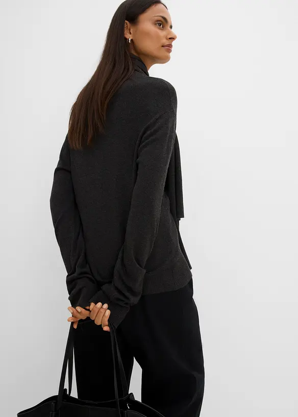 Cardigan in maglia fine con sciarpina, bonprix