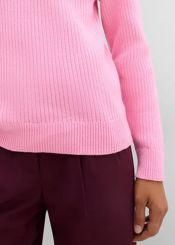 Maglione in  filato grosso con colletto alto e dettaglio a foulard, bonprix