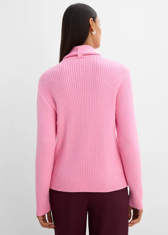 Maglione in  filato grosso con colletto alto e dettaglio a foulard, bonprix