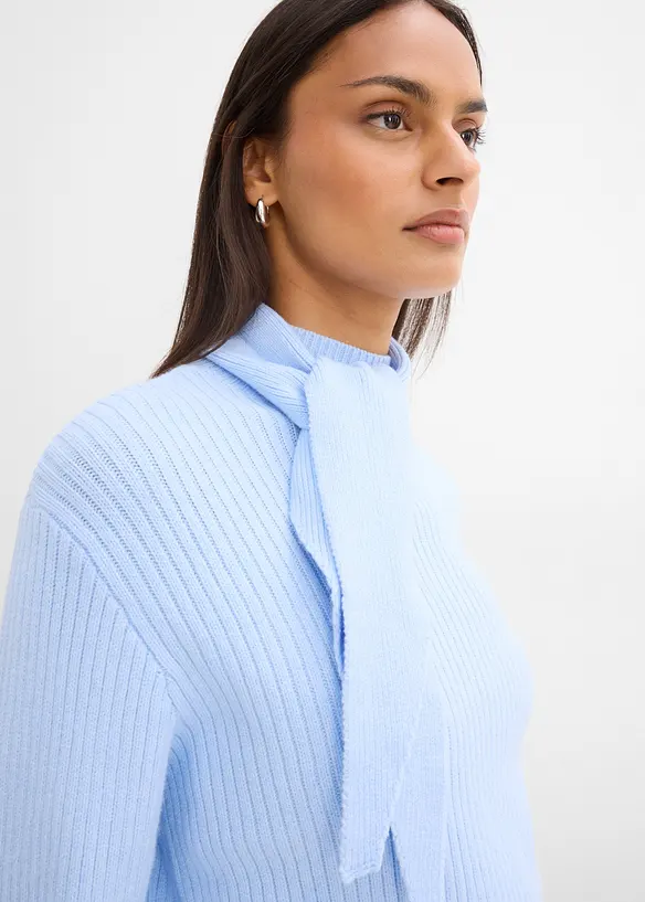 Maglione in  filato grosso con colletto alto e dettaglio a foulard, bonprix