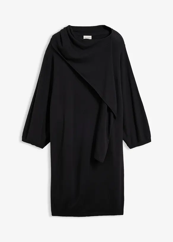 Abito in maglia di misto viscosa  con dettaglio a sciarpa, bonprix
