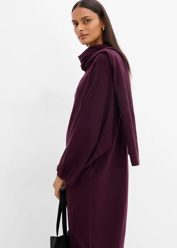 Abito in maglia di misto viscosa  con dettaglio a sciarpa, bonprix