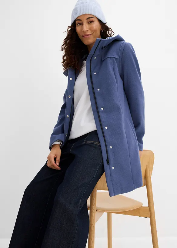 Cappotto lungo in simil lana con fodera in flanella, bonprix