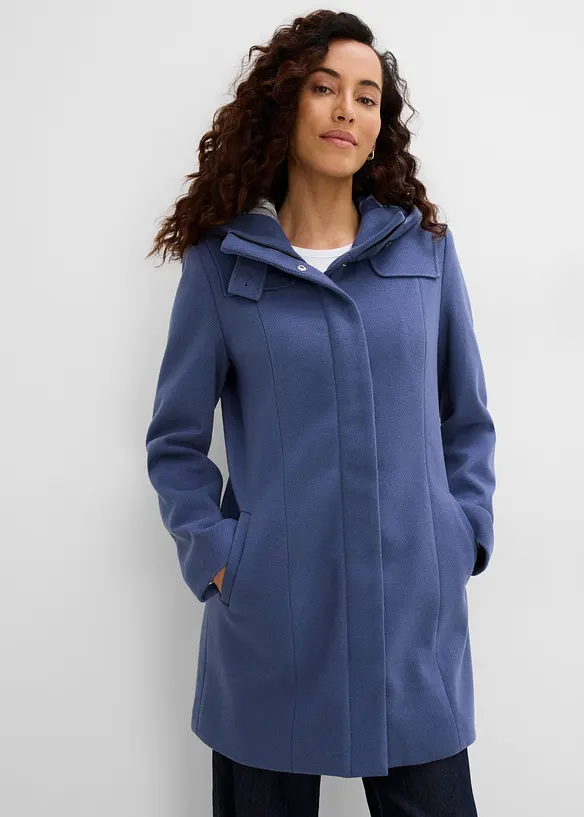 Cappotto lungo in simil lana con fodera in flanella, bonprix