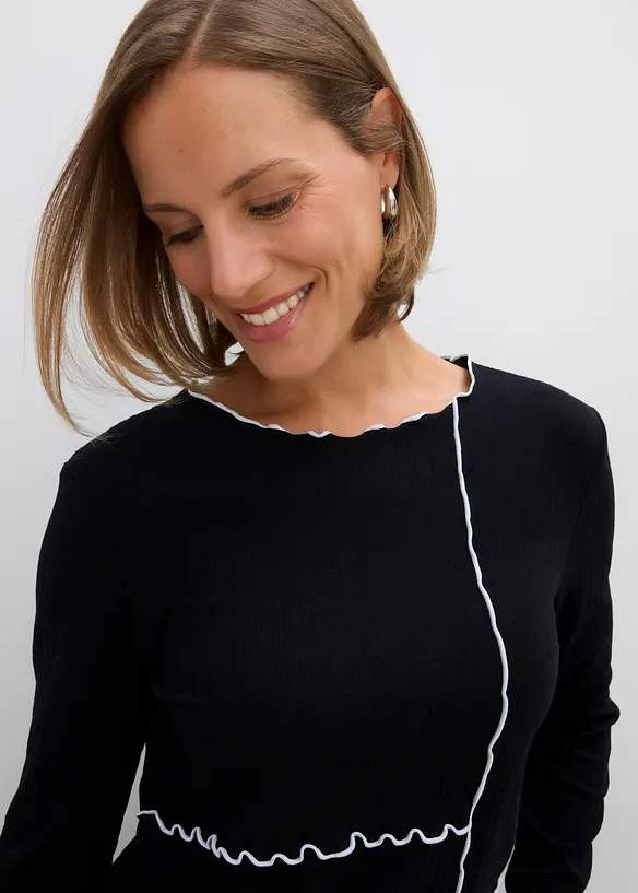 Maglia a maniche lunghe con cuciture decorative, bonprix