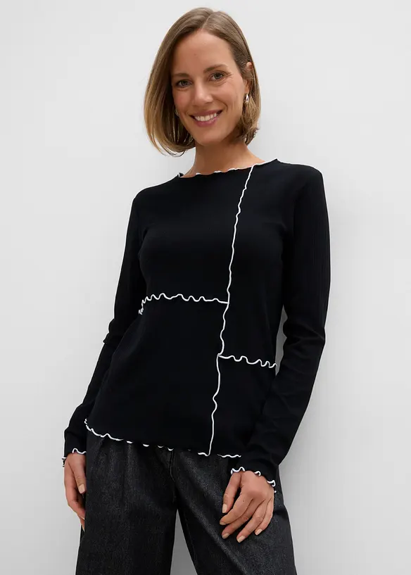 Maglia a maniche lunghe con cuciture decorative, bonprix