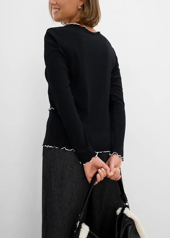 Maglia a maniche lunghe con cuciture decorative, bonprix