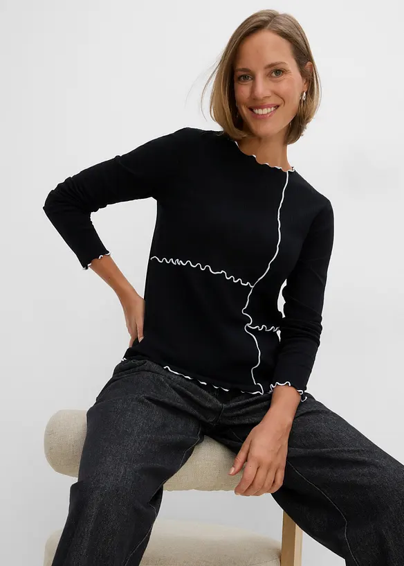Maglia a maniche lunghe con cuciture decorative, bonprix