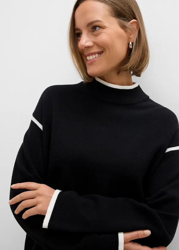 Maglione a collo alto in misto cotone, bonprix