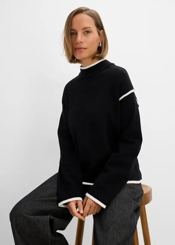 Maglione a collo alto in misto cotone, bonprix