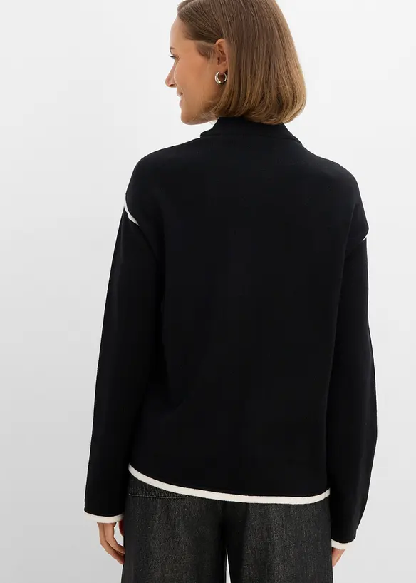 Maglione a collo alto in misto cotone, bonprix