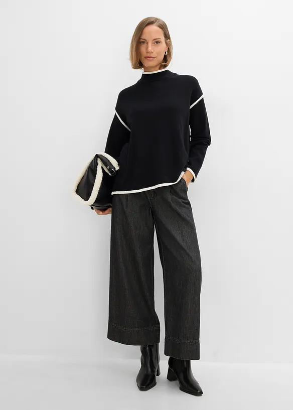 Maglione a collo alto in misto cotone, bonprix