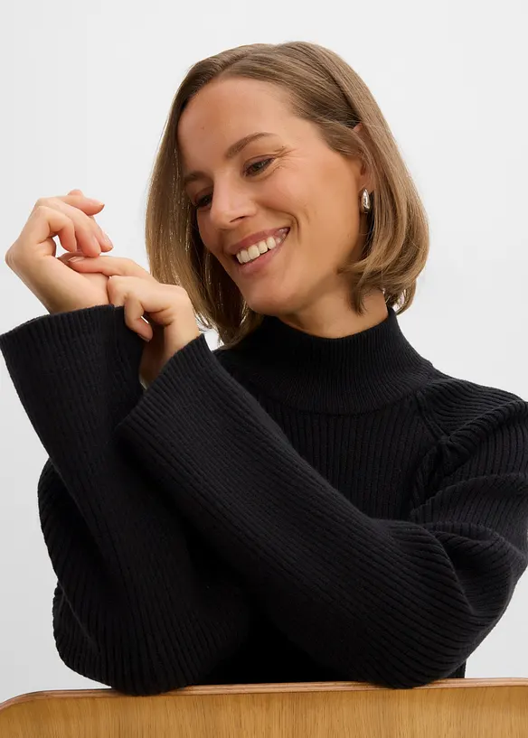 Maglione a collo alto in misto viscosa, bonprix