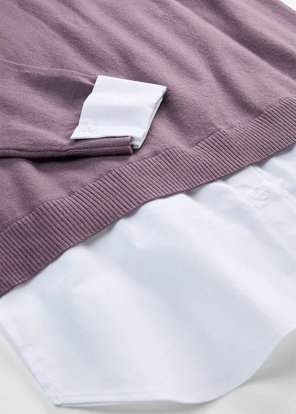 Maglione oversize con inserto effetto camicia, bonprix