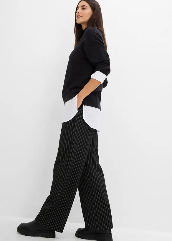 Maglione oversize con inserto effetto camicia, bonprix