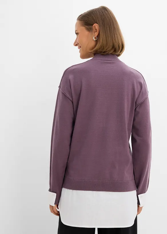 Maglione oversize con inserto effetto camicia, bonprix