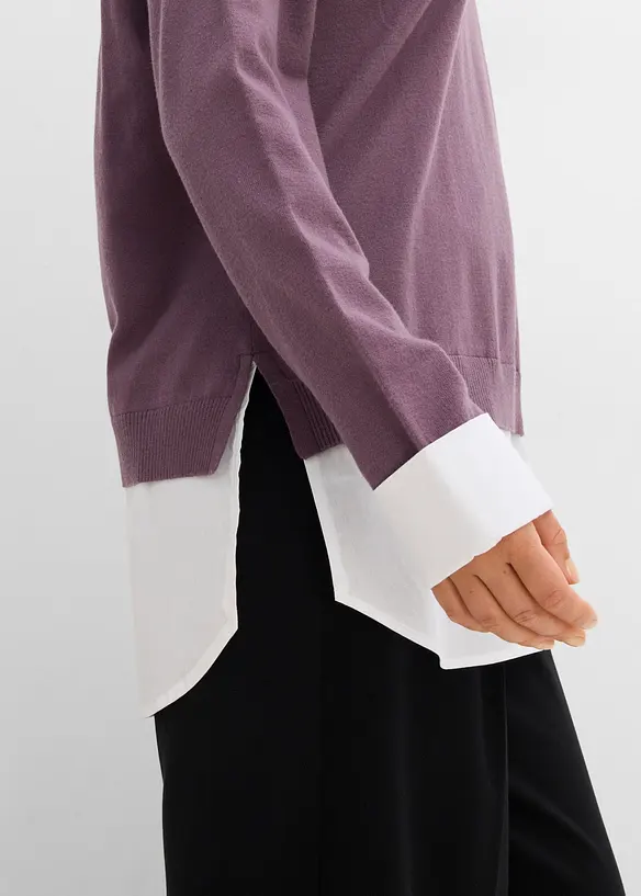 Maglione oversize con inserto effetto camicia, bonprix