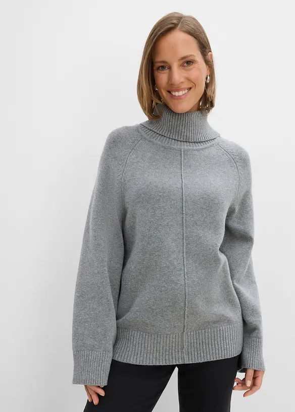 Maglione a collo alto con cucitura decorativa, bonprix