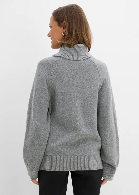 Maglione a collo alto con cucitura decorativa, bonprix