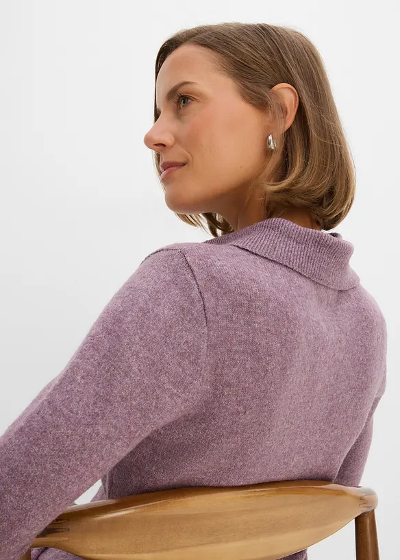 Cardigan sciancrato con collo in ecopelliccia, bonprix