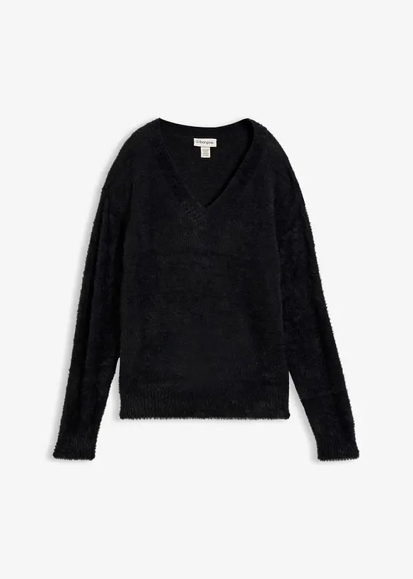 Maglione effetto peluche con viscosa, bonprix
