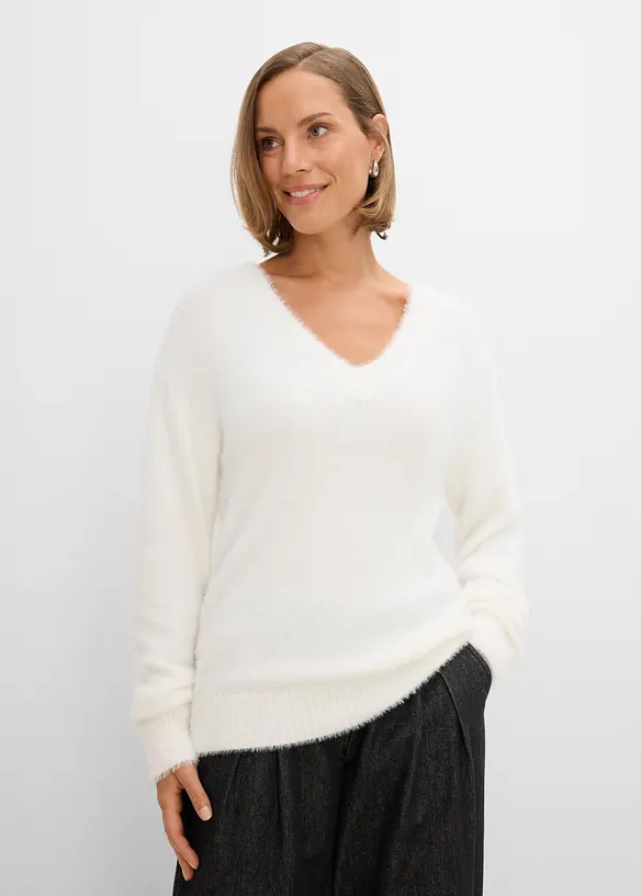 Maglione effetto peluche con viscosa, bonprix