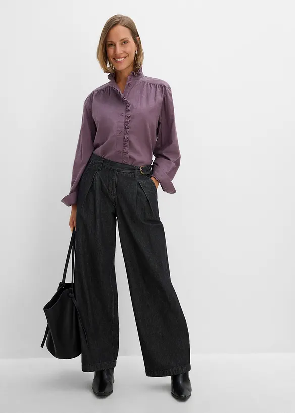 Jeans wide leg con pinces, bonprix