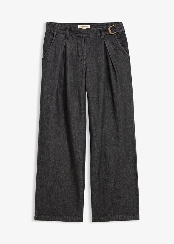 Jeans wide leg con pinces, bonprix