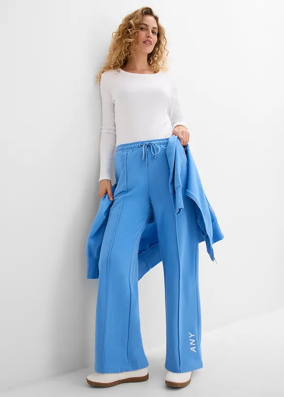 Pantaloni in felpa di misto cotone biologico elasticizzato, bonprix