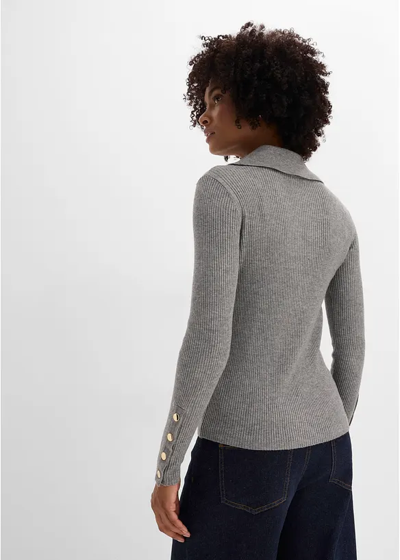 Maglione a polo con percentuale di viscosa, bonprix