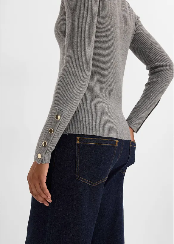 Maglione a polo con percentuale di viscosa, bonprix