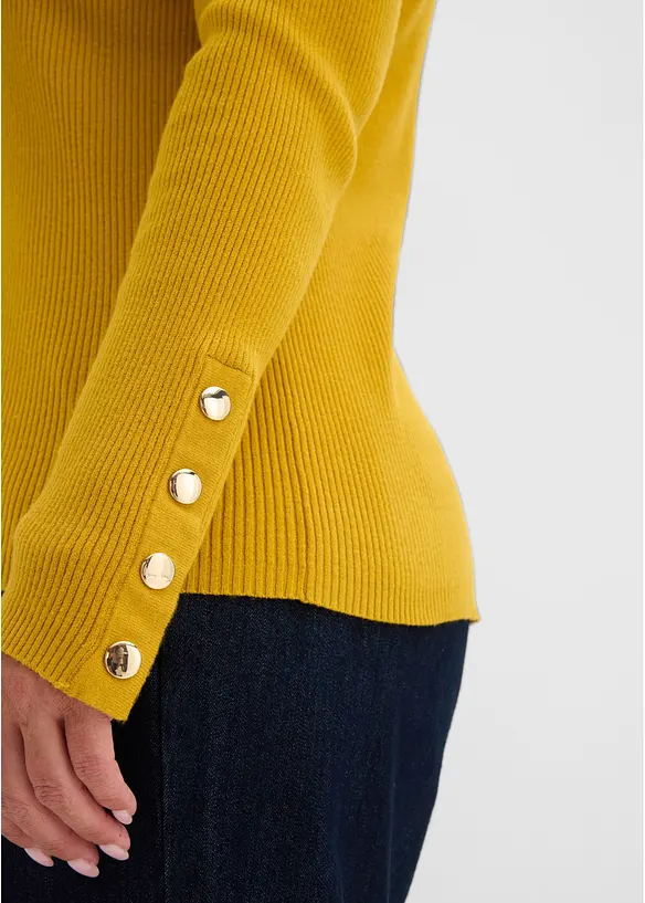 Maglione a polo con percentuale di viscosa, bonprix