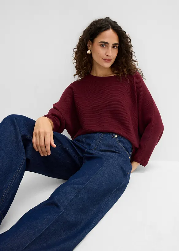 Jeans wide leg, vita media, bonprix