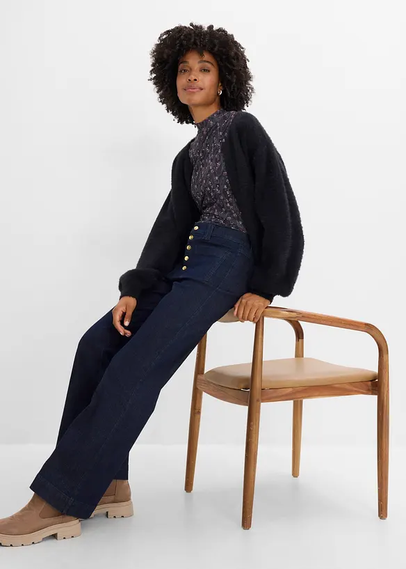 Jeans a zampa, vita alta, bonprix