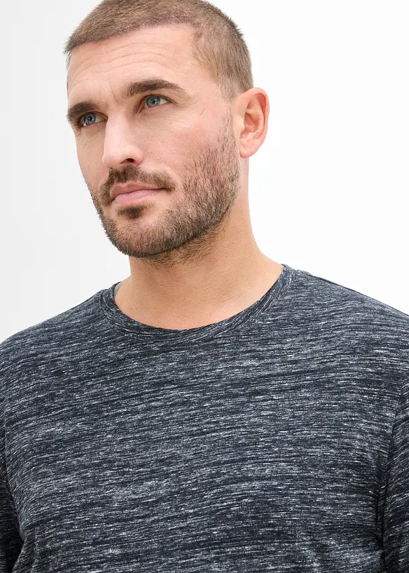 Maglia melange a manica lunga in misto cotone (pacco da 3), bonprix