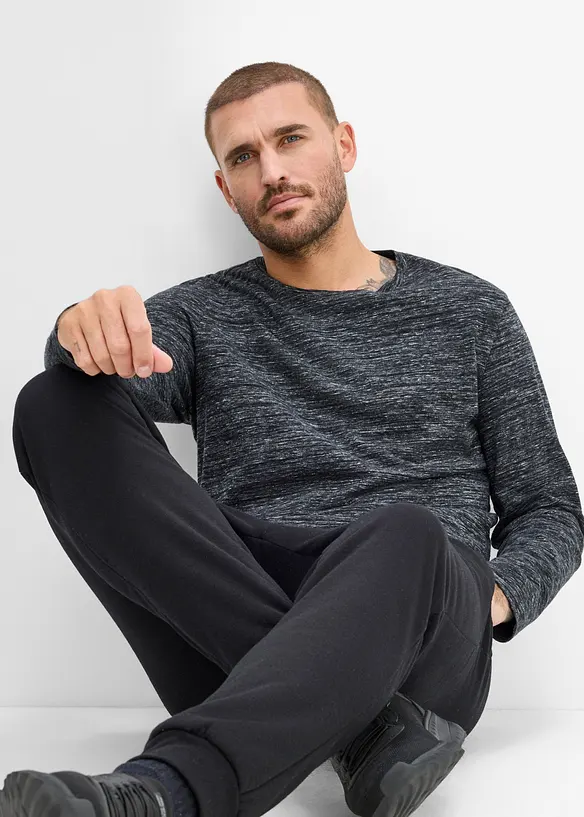Maglia melange a manica lunga in misto cotone (pacco da 3), bonprix