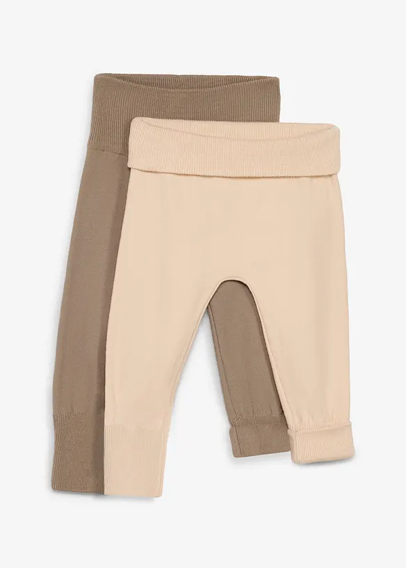 Pantaloni allungabili in morbida maglia di misto cotone (pacco da 2), bonprix