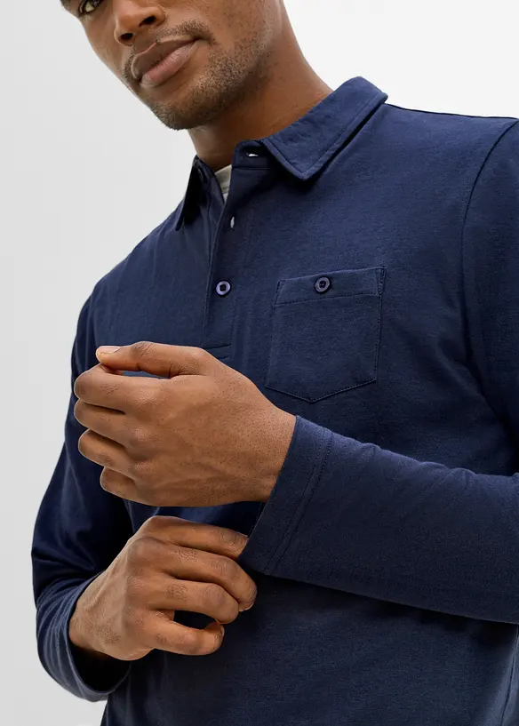 Polo a maniche lunghe con taschino al petto (pacco da 2), bonprix